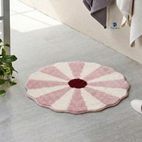 Thick Fluffy Microfiber Cute Bath Mat Pink Flower Pattern Absorbent Tufted Shaggy Non Skid Washable Bathroom Carpet