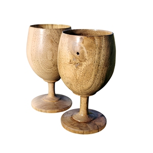 AZ ENTERPRISES Verres à vin en bois faits à la main, écologiques, modèle AZE-WG035, lot de 2, capacité 250 ml, design moderne, pour cocktails et fêtes - Product Image 1