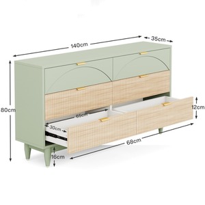 Commodes de style japonais moderne, minimalistes, avec 6 tiroirs, meubles de chambre à coucher, coiffeuse - Product Image 5