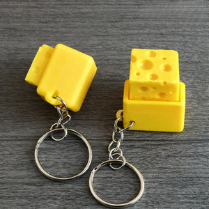 Vente en gros de porte-clés en plastique imprimé en 3D en forme de fromage, jouet de décompression NeeDoh, jouets squishy à récupération lente pour le bureau - Product Image 3