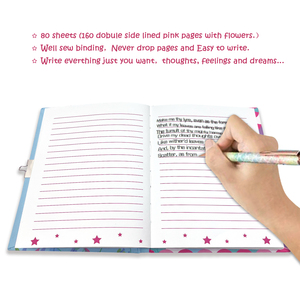 Agenda <span class=keywords><strong>secret</strong></span> personnalisé pour enfants et filles, lot <span class=keywords><strong>de</strong></span> 160 pages, journal en sirène avec serrure et clé à vendre - Product Image 3