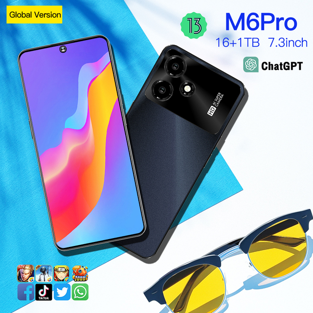 Budget M6 Pro Deca Core CDMA 5G Android Smartphone 7.3 Inch AMOLED 120Hz 108MP Camera 8000mAh Surge Charge 16GB 1TB Unlocked