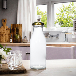 Clear Glass Screw Cap Bottle Round Beverage <b>Container</b> for Juice <b>Water</b>/ - Product Image 3
