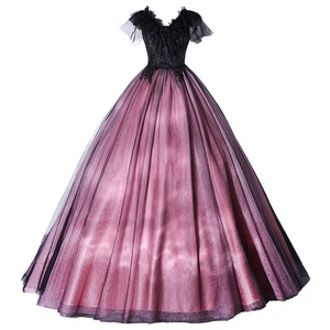 Evening Gown Sweetheart Neckline Empire Waist Pink Black Tulle Party Wedding Dress Formal Occasion - Product Image 5