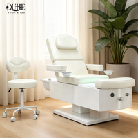 Table de massage électrique multifonctionnelle pour soins du visage, lit de spa pour la tête, lit de lavage des cheveux avec lumière et bain de pieds pour salon