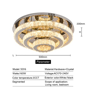 Crystal <span class=keywords><strong>Flush</strong></span> <span class=keywords><strong>Mount</strong></span> Luxe Woonkamer Kantoor Ronde Goud Licht Metalen Crystal Plafond Luxe Led Plafond Verlichting - Product Image 4