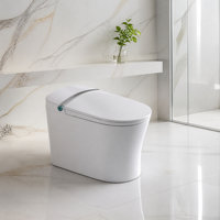 WC intelligent avec siège chauffant, commande vocale, télécommande, cuvette allongée, chasse d'eau en céramique à siphon, fonction lavage féminin