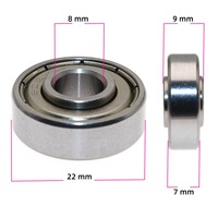 Roulement à billes 608-9ZZ à bague intérieure étendue en acier chromé, étanchéité simple, 8x22x7x9mm, ABEC1, pour un positionnement axial facile de boîte de vitesses