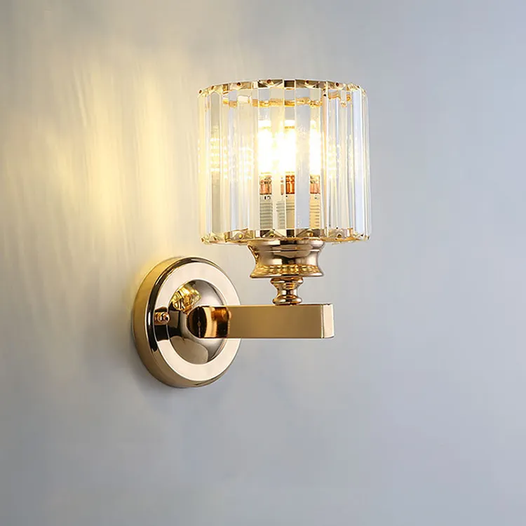 Luz de parede de ouro e cristal do oem, lâmpada para parede, luz minimalista, criativa, para áreas internas