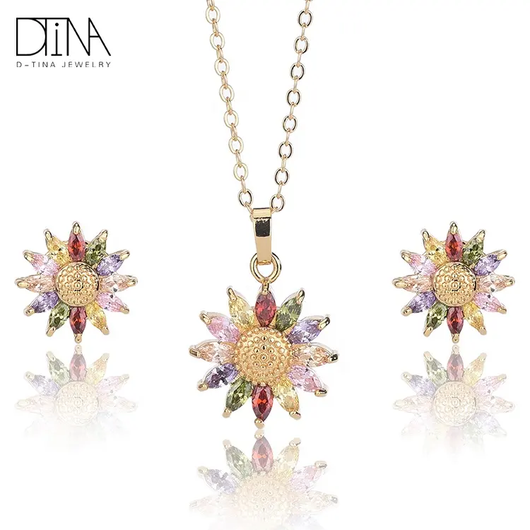 DTINA Set Perhiasan Anting-Anting Wanita, Situs Web Alibaba Grosir Elegan Lapis Emas