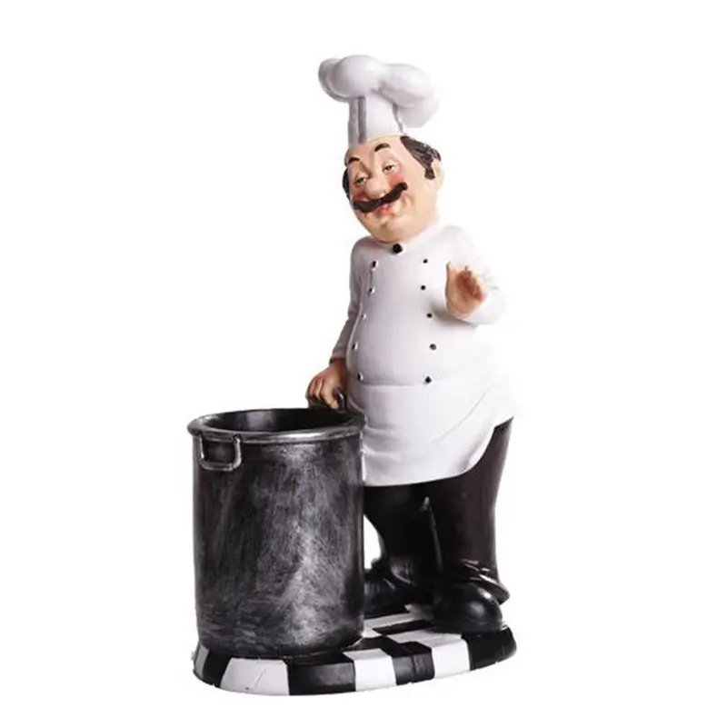 Resin Chef Figurines Sculpture Miniature Ornaments Christmas Kitchen Tabletop Restaurant Ornaments Decoration for Collectible Ho