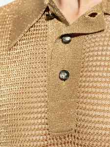 Vente en gros de pulls personnalisés décontractés pour hommes col tricoté manches courtes boutons polo en coton - Product Image 4