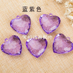 Pendentif en forme de cœur, perles acryliques à facettes, 30mm, breloques colorées pour bijoux à faire soi-même, pour un usage quotidien - Product Image 5