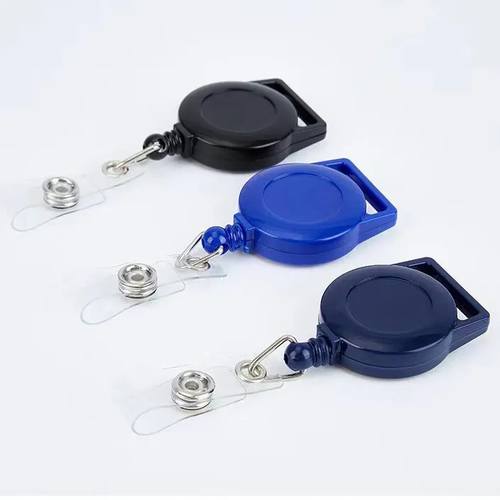 Многоцветный Металлический пластиковый держатель для бейджа с логотипом на заказ, выдвижной держатель для бейджа, катушка для бейджа с ремешком