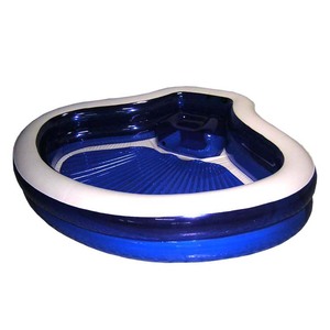Piscine gonflable familiale ronde avec dossier et sièges intégrés, couleur bleu + blanc - Product Image 6