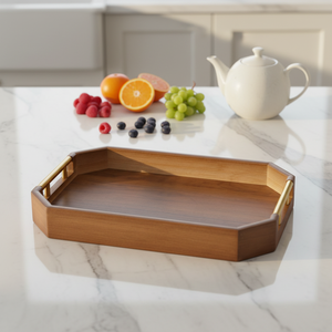 Assiette à fruits secs <span class=keywords><strong>de</strong></span> luxe personnalisable en bois, motif végétal irrégulier, style chinois, pour <span class=keywords><strong>service</strong></span> <span class=keywords><strong>de</strong></span> thé <span class=keywords><strong>et</strong></span> <span class=keywords><strong>de</strong></span> collations à domicile - Product Image 1