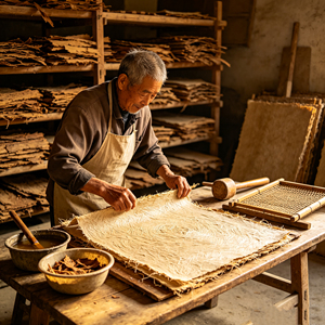 Ancient Hand Pulped Raw Mulberry Bark Paper For Oriental Calligraphy Watercolor Painting And Traditional Fine Art Creation - Product Image 6
