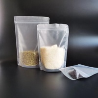 Sachet Doypack en plastique translucide mat givré, refermable avec fermeture éclair, pour emballage alimentaire