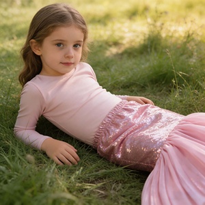 Costume de sirène pour enfants MS Kids, combinaison à manches longues avec jupe en tulle, tenue de déguisement pour enfants pour les fêtes et les événements - Product Image 6