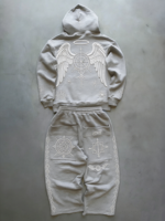 Ensemble de sweat-shirts de sport décontractés sans couture, imprimés numériquement et brodés sur mesure, style streetwear hip-hop d'automne, grande taille, pour hommes