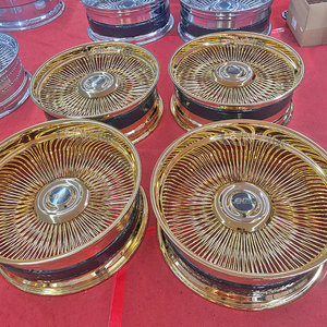 Jantes à rayons dorées de 26 et 13 pouces, style Knock-Off, 5x120.65 pour voitures classiques - Product Image 2
