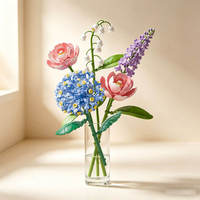 Ensemble de mini-blocs de construction DIY pour bouquet de fleurs, briques en plastique, œillets, roses, lys, décoration de table, cadeau jouet pour filles, femmes, adultes