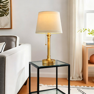 Modern Brass Table Lamp E27 LED Off White Shade Eye Caring Desk <b>Light</b> For Bedroom Living Room <b>Decor</b> - Product Image 3