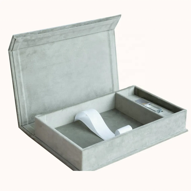Custom Velvet USB Box for 4x6 5x7 Photos and Crystal USB Beautiful Gifts Velvet USB Photo Box