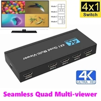 Multivisor HDMI Cuádruple Full HD 1080P 4x1, 4 Entradas 1 Salida con Conmutación sin Interrupciones
