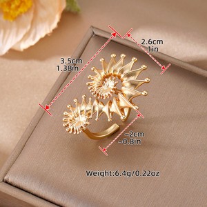 Boucles d'oreilles à clip en forme de couronne, or et argent, géométriques, double anneau, pour femmes, à porter au quotidien - Product Image 3