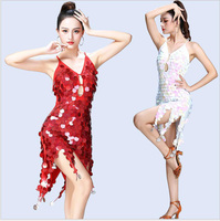 Vêtements de performance à paillettes scintillantes dos nu pour les soirées de danse latine Salsa Samba Rumba conçus pour les filles