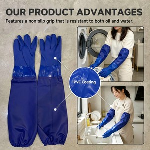 <span class=keywords><strong>Guantes</strong></span> de Seguridad con Protección Extendida para Brazos, Acabado Azul Arena, para Limpieza Profunda Profesional y Pesca, Venta al Por Mayor - Product Image 4