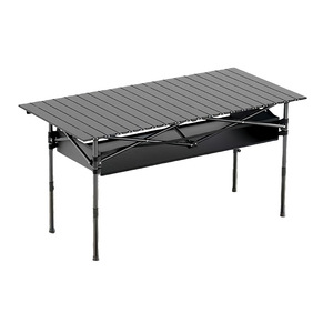 Folding <b>Camping</b> <b>Table</b> Rectangular Height Adjustable With <b>Storage</b> Carbon Steel Outdoor Use - Product Image 1