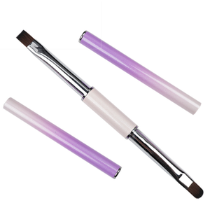 Kit de pinceaux à ongles personnalisés avec manche métallique violet, double face, double embout, stylo à points, poils en nylon, pinceau pour nail art de salon - Product Image 2