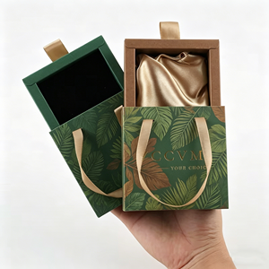 Boîte à bijoux compacte et élégante avec poignée en satin, design portable, impression de logo personnalisée, emballage élégant - Product Image 1