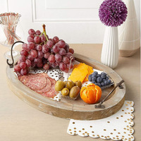 Plateau de service en bois avec poignées, plat décoratif pour table basse, salon