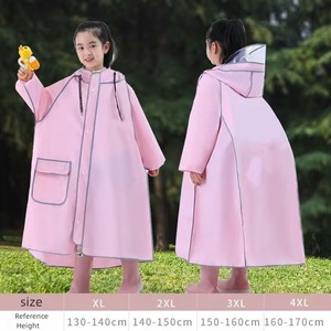 Veste de <span class=keywords><strong>pluie</strong></span> en EVA épais imperméable pour enfants à la mode à impression personnalisée Imperméable pour écoliers, filles et garçons avec sac à dos - Product Image 4