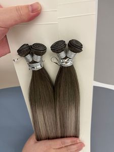 Venta al por mayor Super doble dibujado Remy del <span class=keywords><strong>pelo</strong></span> se puede cortar la trama fina flexible Balayage Ceniza Genius trama del <span class=keywords><strong>pelo</strong></span> - Product Image 2