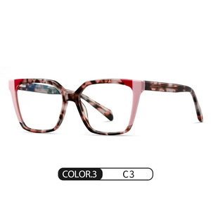 2024 vente en gros de nouvelles lunettes anti-bleu mode Anti lumière bleue composition multicolore monture de lunettes en acétate logo personnalisé pour les femmes - Product Image 3