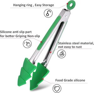 Mini pinces en silicone de Noël, pinces de cuisine en acier inoxydable de 7 pouces avec poignée en silicone - Ustensiles de service écologiques - Product Image 3