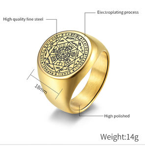 Bague <span class=keywords><strong>Sceau</strong></span> <span class=keywords><strong>de</strong></span> <span class=keywords><strong>Salomon</strong></span> en acier inoxydable Symbole spirituel multicolore Bijoux <span class=keywords><strong>de</strong></span> déclaration pour hommes - Product Image 5