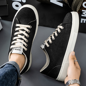 Zapatillas casuales deportivas de lona de estilo coreano para hombre, con punta redonda y cierre de cordones, a la moda, para estudiantes, novedad primavera 2026 - Product Image 1