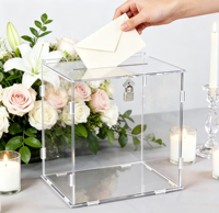 Boîte de collection verrouillable en acrylique transparent sur mesure avec serrure sécurisée, vitrine transparente pour dons, cartes, cadeaux et événements