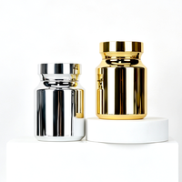 Bouteille PET métallique brillante or et argent pour produits de santé, avec couvercle de même couleur, conteneur vide pour l'emballage de compléments alimentaires