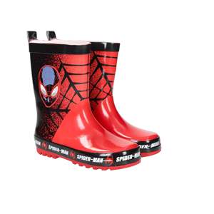 Stivali da pioggia per bambini Spider-Man, rossi e neri, a taglio basso con maniglia di trascinamento per ragazzi - Product Image 6