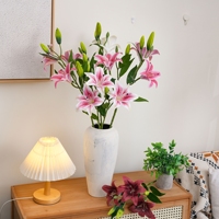 Tige de lys artificielle MW40001 avec 3 fleurs et 3 bourgeons, décoration florale pour la maison, arrangement de mariage
