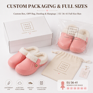 <span class=keywords><strong>Sabots</strong></span> de <span class=keywords><strong>jardin</strong></span> personnalisés OEM en EVA doublés de polaire avec col en sherpa – Chaussons d'hiver confortables pour femmes, à enfiler, pour intérieur et extérieur, vente en gros - Product Image 4
