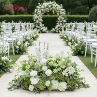 Décoration de scène de mariage, chemin de fleurs artificiel en soie blanche et verte pour allée au sol, idéal pour les cérémonies de remise des diplômes
