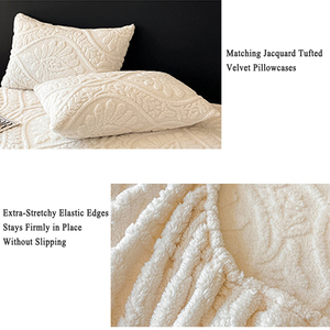 Sábana Bajera <span class=keywords><strong>de</strong></span> Invierno, Gruesa y Cálida, <span class=keywords><strong>de</strong></span> Jacquard, con Terciopelo, Ajustable, con Estampado Floral y Rayas, <span class=keywords><strong>para</strong></span> Colchón - Product Image 3