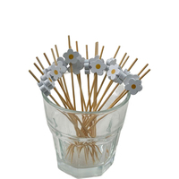 Ventes directes d'usine 12cm petites brochettes de bambou blanches bâtons de fruits dégradables réunion de classe